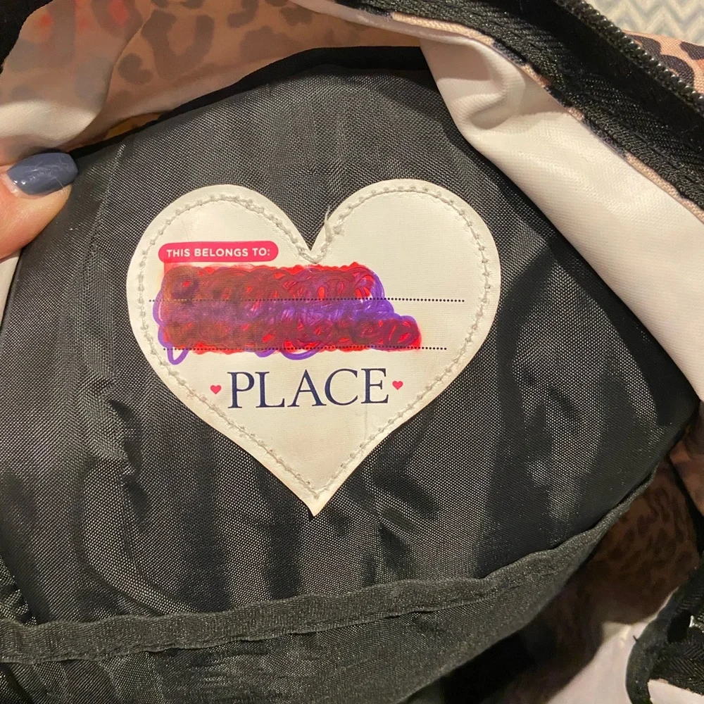 The Children’s Place Leopard Print Backpack with Glitter Heart